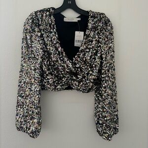 NWT ASTR the Label Sequin Crop Top